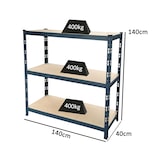 thumbnail of METRO Professional Schwerlastregal KBT140, Metall, 140 x 40 x 140 cm, Fachlast 400 kg, grau