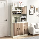 thumbnail of COSTWAY 180 cm keukenkast met werkblad, dressoir met 4 verstelbare planken en kabelopeningen (wit)