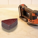 thumbnail of Relaxdays Schleifpapier für Multischleifer, 105 x 152 mm, 50 Schleifdreiecke Klett, Korn 40/80/120/180, 11 Loch, braun