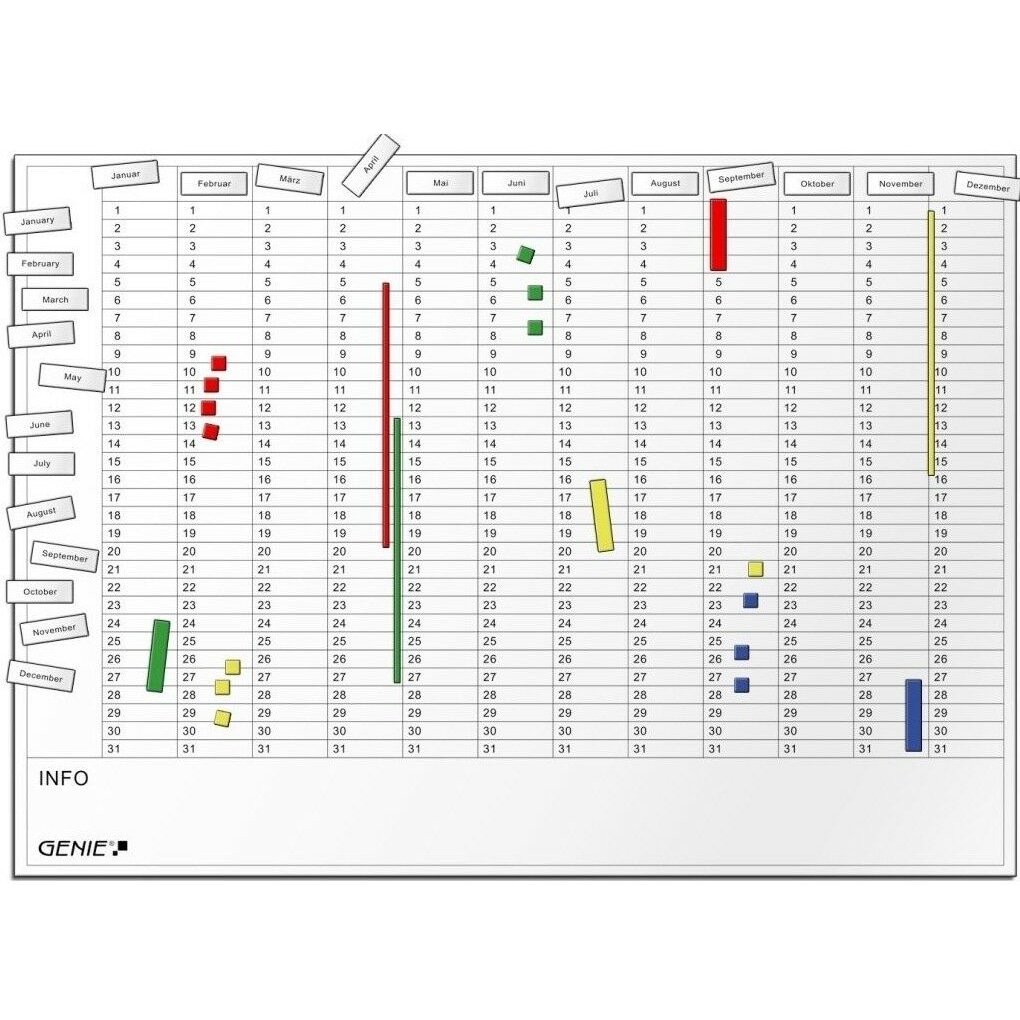 GENIE AP2000 Jahresplaner Magnettafel Terminplaner Whiteboard Wandtafel Pinnwand