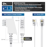 thumbnail of CSL - 15m Telefonkabel TAE-F Stecker auf RJ11 Stecker − Int. Norm 6P4C / 4-polig belegt − Flachkabel - TAE-F - weiß