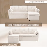 thumbnail of Modulares Schlafsofa mit Stauraum, wechselbarer Chaiselongue, Fleecebezug, umwandelbar zum Sofa-Bett, ideal für 100x200 cm, Beige