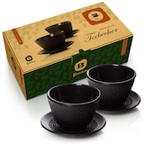 thumbnail of Bonvivre® Teetassen + Untersetzer aus emailliertem Gusseisen - 2er Set | Asiatische Teebecher mit Untertassen - Füllmenge je 100 ml