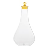 thumbnail of Fles uit de Zafferano Pirolo-collectie, handgeblazen borosilicaatglas in amberkleur, met een unieke en verfijnde, gebeeldhouwde dop.
