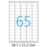 thumbnail of Lot de 100 Planches A4 de 65 étiquettes multi-usages MINI format 38,1 x 21,2 mm = 650 étiquettes