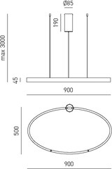 thumbnail of CRISEIDE S/1P Ovale Pendelleuchte – 30W+30W LED, 3000K, dimmbar, gebürstetes Gold, Aluminiumrahmen, Silikondiffusor – Gealuce