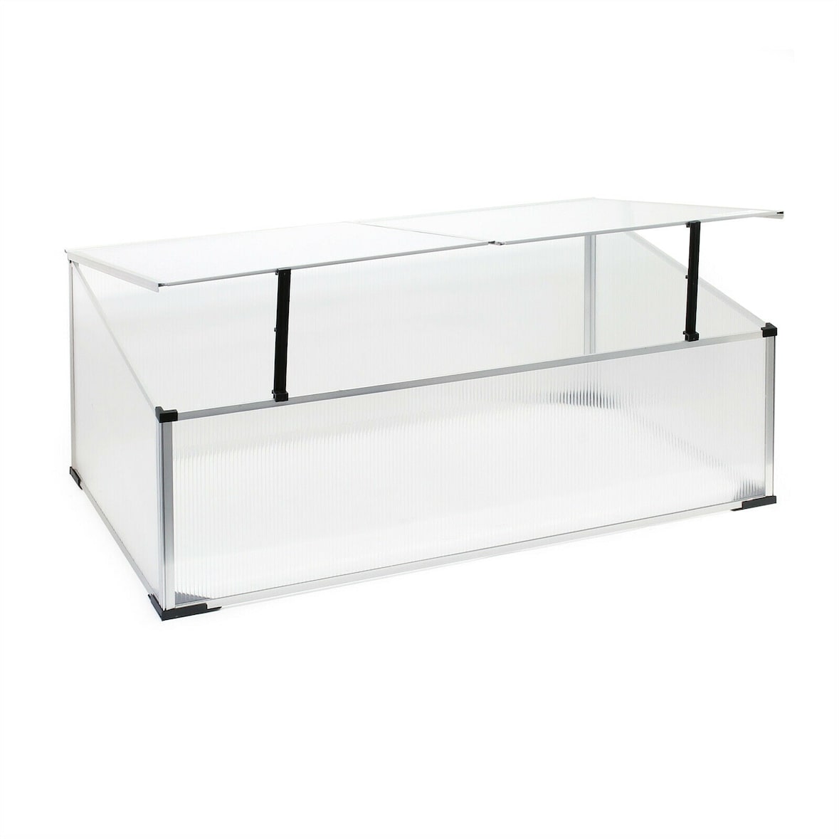 Helloshop26 - Miniestufa de jardim em alumínio e policarbonato 100 x 60 x 40 cm com abertura por mola a gás 16_0002679