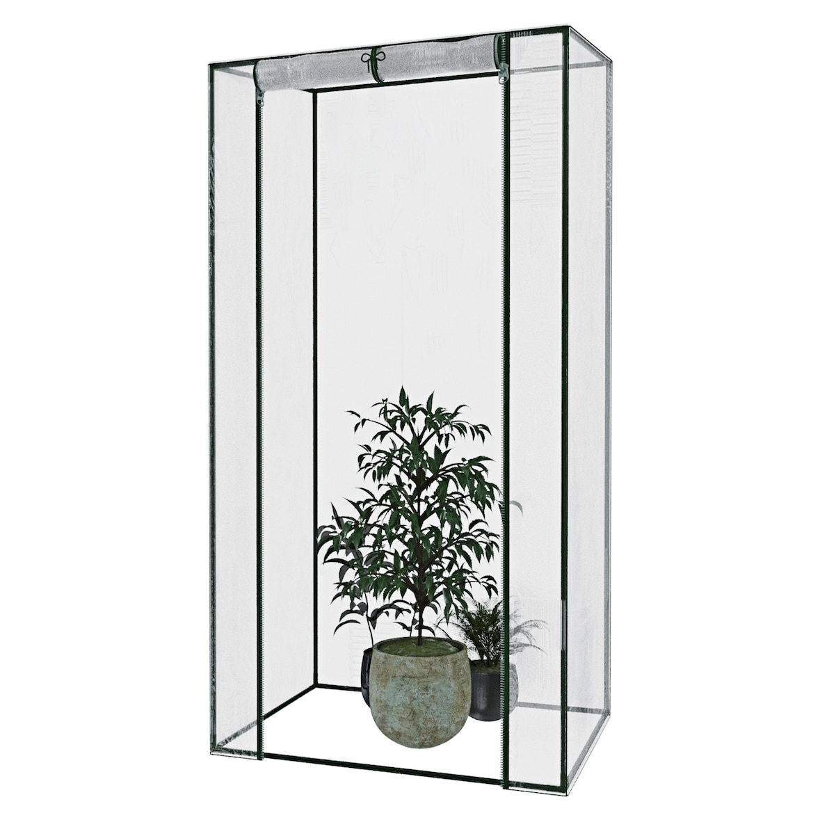 Serra Per Orto Giardino Terrazzo Balcone Senza Ripiani Struttura Metallo Telo Trasparente In PVC Con Porta Avvolgibile Apertura A Cerniera 95x70x190Cm