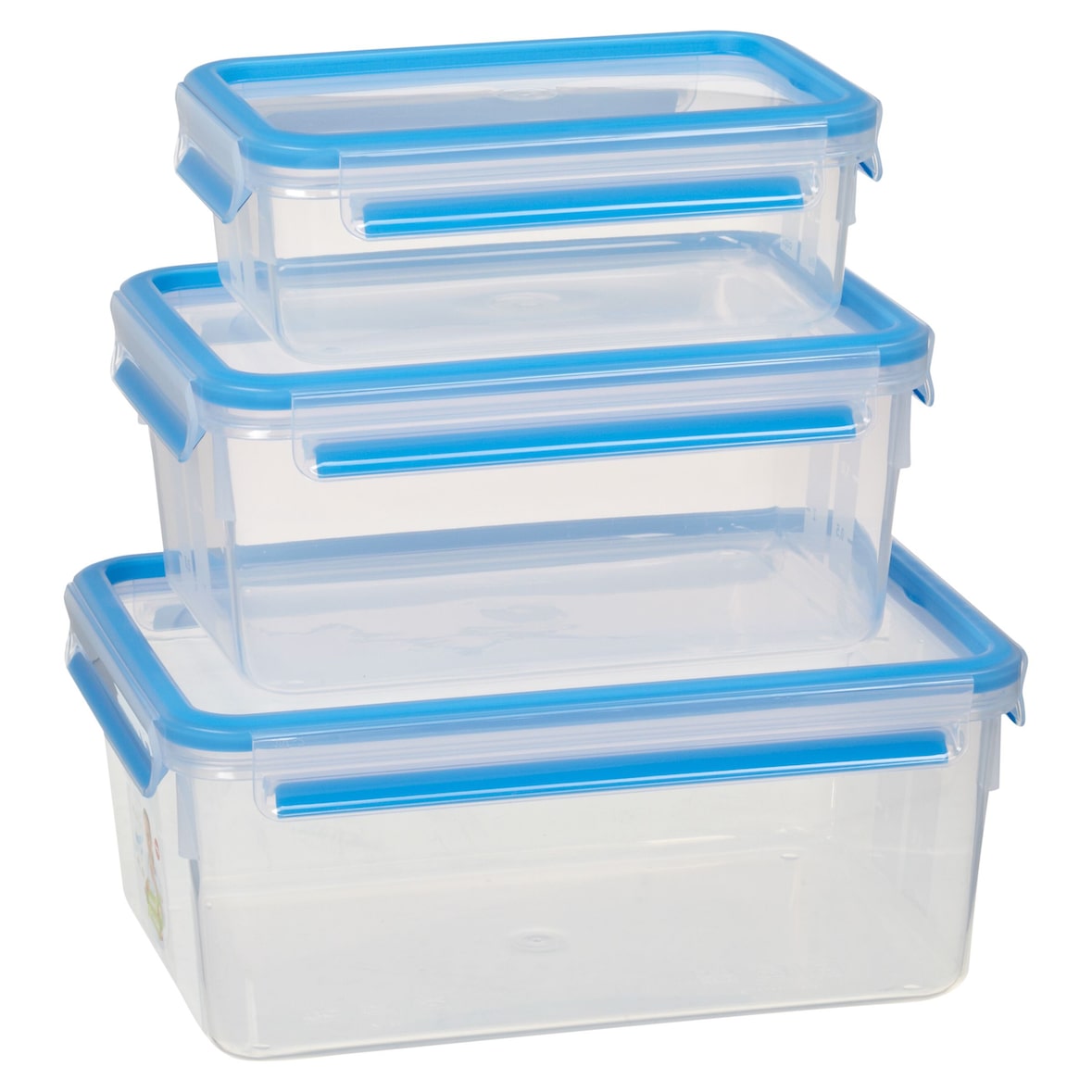 Emsa Frischhaltedosen Clip & Close 3er-Set, Polypropylen, 1/ 2.3/ 3.7 L, rechteckig, blau