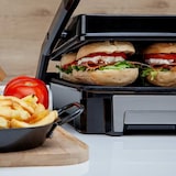 thumbnail of Orbegozo grill GR 4560, 2 placas abatibles 180, superficie asado lisa, recubrimiento antiadherente libre de PTFE y PFOA, termostato regulable, 2200 W