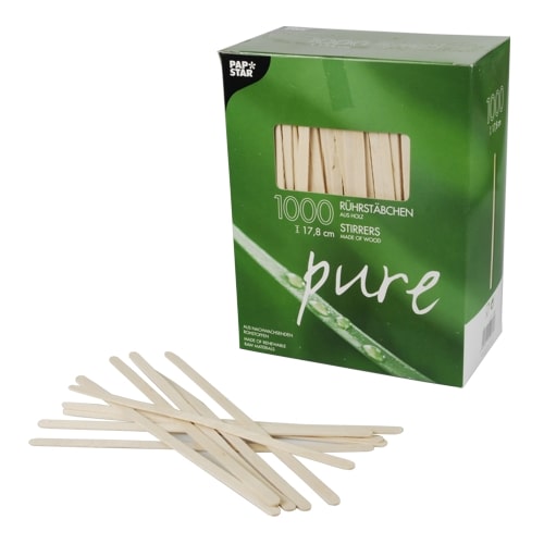 PAPSTAR 1000 Rührstäbchen, Holz "pure" 17,8 cm x 5 mm