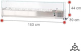 thumbnail of Romux® Kühlvitrinen für Tapas 160x39x44 cm aus Edelstahl und Glashaube mit 7 Becken GN 1/3 | Gekühlte Vitrine mit digitalem Dixell-Thermostat