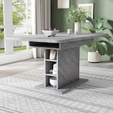 thumbnail of Ausziehbarer Esstisch mit Stauraum 75x130x70 cm in Grau Betonoptik, rechteckig, platzsparend, Metallgestell und Spanplatte, modern