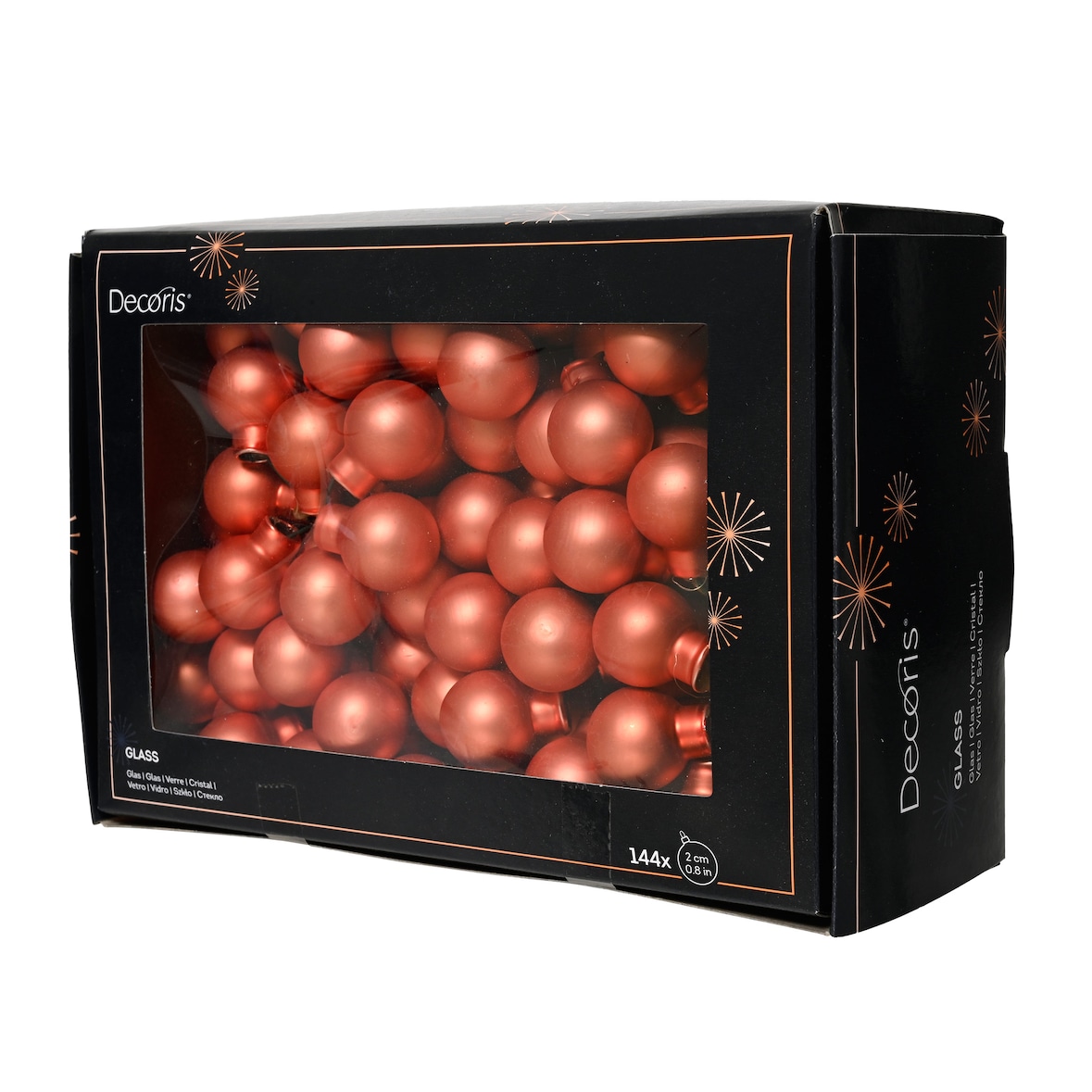 144 Glaskugeln am Draht 2cm Weihnachtskugeln Spiegelbeeren - kleine Dekokugeln Christbaumschmuck Weihnachtsdeko Warmorange matt