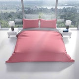 thumbnail of Baumwolle Bettwäsche 135x200 cm Rosa Grau gestreift Wendeseite Reißverschluss 2 tlg