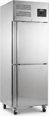 thumbnail of Romux® Kühlschrank mit 2 Türen 68 cm mit Umluftkühlung | Gastro Kühlschrank aus Edelstahl mit 600 L Kapazität - 3 Einlegeböden und 550 W