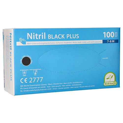 Medi-Inn® Classic 100 "Medi-Inn® Classic" Handschuhe, Nitril puderfrei "Black Plus" schwarz Größe M