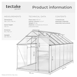 thumbnail of tectake Invernadero GH-D2 11,73 m³, resistente a los rayos UV, 185x375x195cm 375 x 185 x 195 cm Transparente