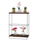 thumbnail of Wandplank HWC-K77, hangplank Keukenplank, massief hout metaal industrieel 2 planken 50x35x17cm ~ donkerbruin