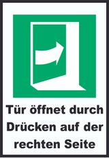 thumbnail of Tür öffnet durch Drücken auf der rechten Seite A6 (105x148mm) Schild