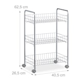 thumbnail of Relaxdays Rollregal, 3 Etagen, 4 Rollen, Allzweckwagen für Küche, Bad, Büro, Rollwagen HBT 62,5 x 40,5 x 26,5 cm, silber
