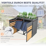 thumbnail of Merax Mülltonnenbox für 4x 240L Tonnen, 264 x 80 x 125 cm, verzinkter Stahl, Grau, Müllbox (keinen eingebauten Mülleimer)