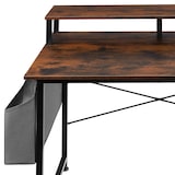 thumbnail of tectake Table de bureau avec étagère de rangement et poche en tissu - Bois foncé industriel, rustique, 120 cm - 404664