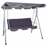 thumbnail of Hollywoodschaukel HWC-D61, Gartenschaukel Hängeschaukel Bank, 3-Sitzer UV 50+ verstellbares Dach 197x185cm ~ dunkelgrau