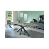 thumbnail of Ausziehbarer Tisch von 160 cm auf 240 cm, moderne Keramikplatte auf anthrazitfarbenem Marmor aus gehärtetem Glas