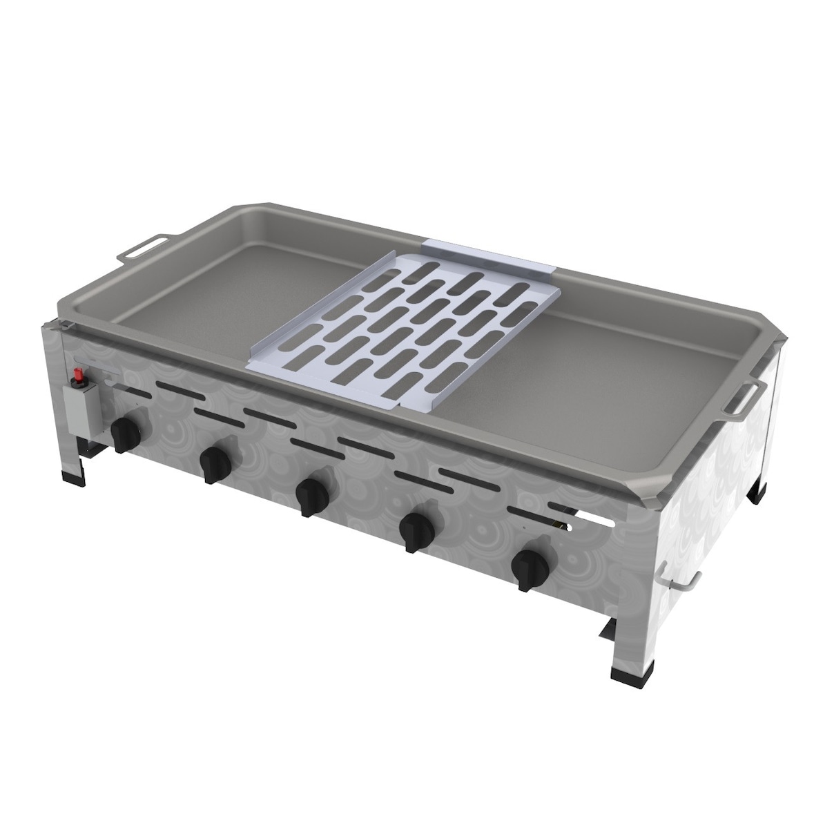 ChattenGlut Professional Gastrobräter 5-flammig Tischgerät 22,5kW und Reibekuchen Auflage