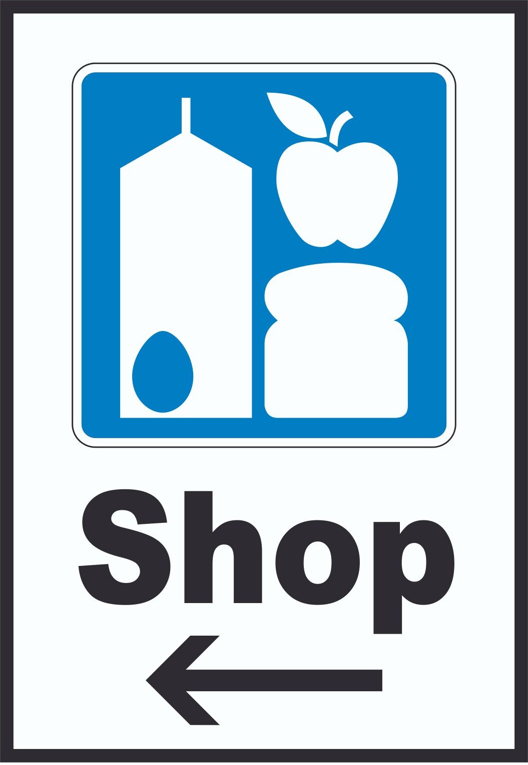 Shop Schild mit Pfeil links A0 Rückseite selbstklebend