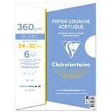 thumbnail of Clairefontaine 5x Papier für Gouache und Acryl, Packung mit 6 Blatt 24x32 cm, 360g - 93341C