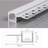 thumbnail of 2m LED Alu Profil Unterputz Rigips Trockenbau Schiene Kanalprofil mit Milchglas Abdeckung Kanal System für LED-Streifen Profil H-5