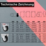 thumbnail of PRIOstahl Transportrollen 160mm Rollensatz 2 Bockrollen + 2 Lenkrollen mit Bremse schwarz Schwerlast