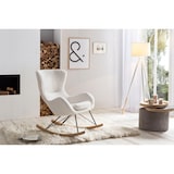 thumbnail of SalesFever Schaukelstuhl | Bezug Teddyfell | Kufen Massiv-Holz | Gestell Metall schwarz | B 75 x T 102 x H 106 cm | weiß