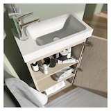 thumbnail of Meuble lave-mains sur pieds JOHANN décor chêne + vasque + robinet