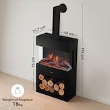 thumbnail of KAMINIO Elektrokamin HENRI mit Ofenrohr - Elektrischer Kaminofen mit Heizung, 3D-Flammeneffekt, LED-Ambientelicht, Holzfach, Fernbedienung - Schwarz
