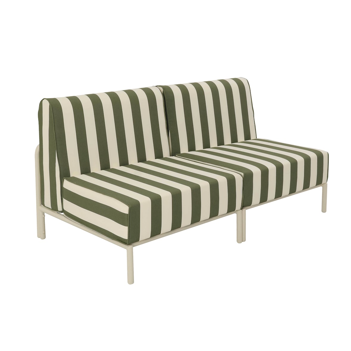 Salon de jardin bas modulable rayé 2 places vert kaki