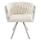 thumbnail of Merax Samt-Esszimmerstuhl, 4er set, Schlafzimmer-Drehstuhl, 360° drehbar Freizeit-Drehstuhl mit vier Stützbeinen aus Metall, beige+Silber