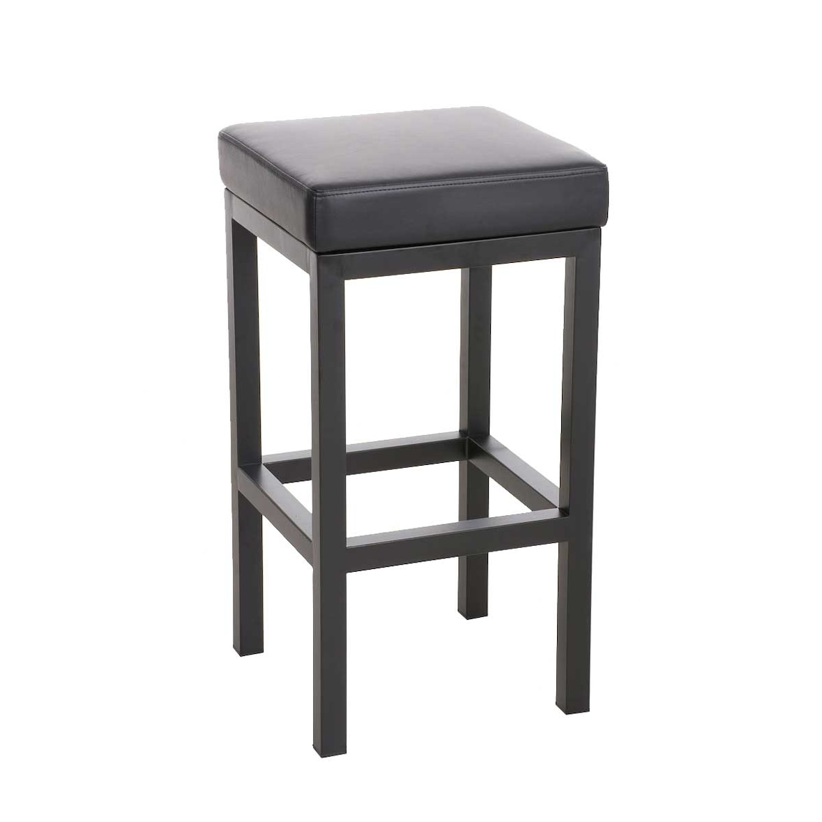 Décoshop26 - Barkruk x1 met voetensteun eenvoudig ontwerp zithoogte 80 cm zwart PVC en zwart metalen frame 10_0005406