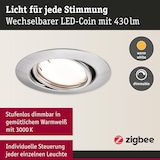 thumbnail of Paulmann Spot encastré LED Smart Home Zigbee 3.0 Base Coin Kit de base orientable  rond 90mm 20° Coin 3x4,9W 3x430lm 230V gradable 3000K Acier brossé