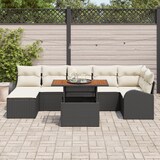 thumbnail of vidaXL 8-teiliges Garten-Esstischset mit Kissen Schwarz Poly Rattan Akazie