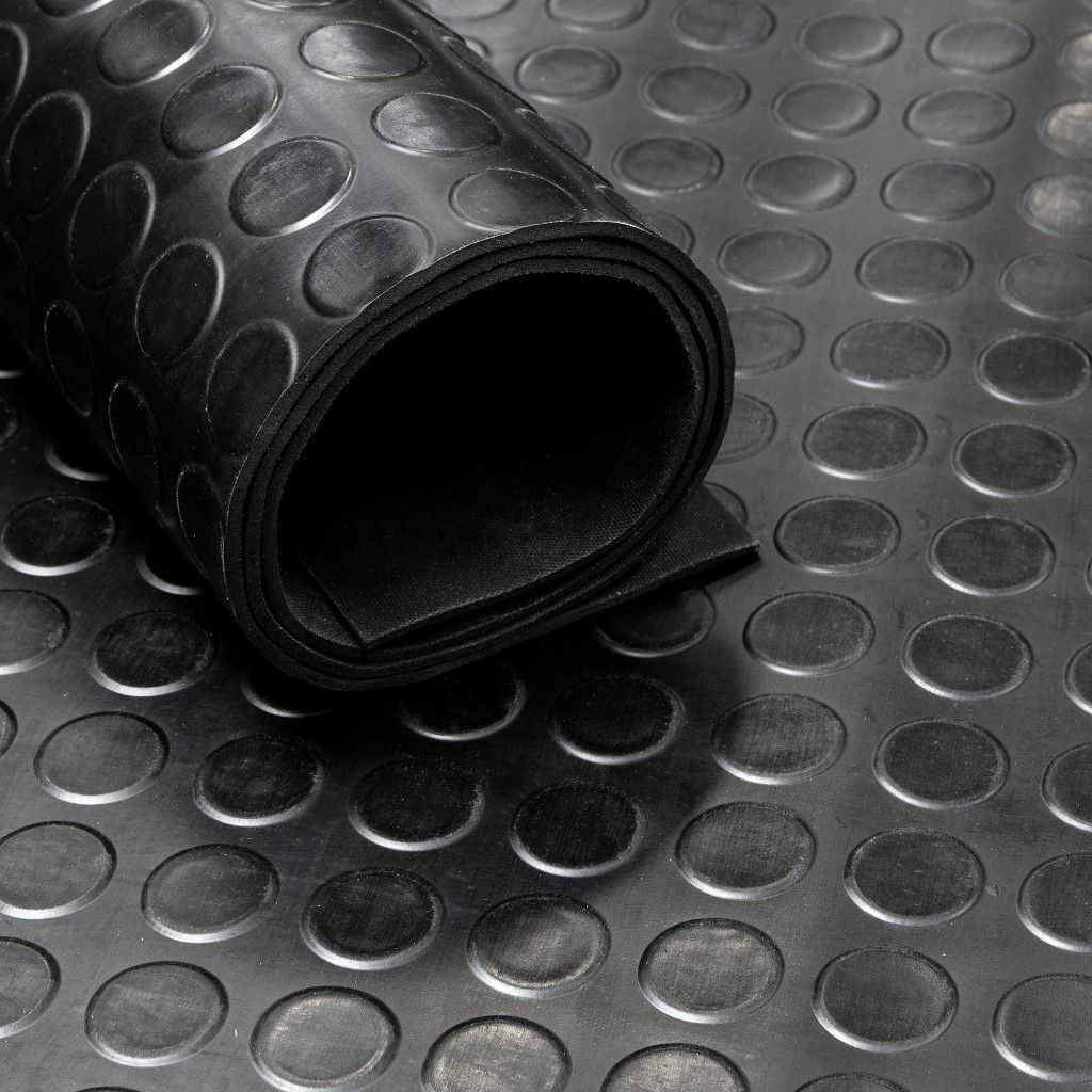 Rubber loper / rubbermat op rol - Noppen 3 mm - Breedte 140 cm