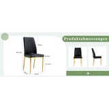 thumbnail of Esszimmerstuhl Set 4er aus PU Leder Schwarz+Gold 93x43x43cm mit ergonomischer Rückenlehne, stabile Metallbeine, pflegeleicht für Küche und Wohnbereich