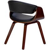 thumbnail of Décoshop26 - Set van 2 retro design eetkamerstoelen met walnootkleurig houten frame en zwarte PVC zitting 10_0001539