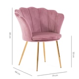 thumbnail of Fluwelen fauteuil voor binnen in schelpvorm, verfijnd en elegant design, metalen poten, ideaal voor slaapkamer en woonkamer – SHELLY – Roze/Goud