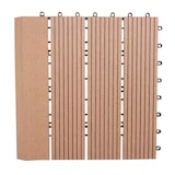 thumbnail of WPC Bodenfliese Rhone + Abschluss, Holzoptik Balkon/Terrasse, 11x je 30x30cm = 1qm Premium ~ teak linear senkrecht