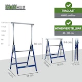 thumbnail of 2x Arbeitsbock 7-fach höhenverstellbar bis 400 kg Stahl verzinkt lackiert blau Klappbock Gerüstbock