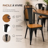 thumbnail of Kosmi - Lot de 4 chaises en métal Noir Mat et Assise en Bois Clair - Style Industriel