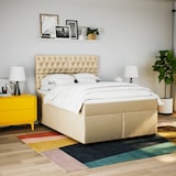 thumbnail of vidaXL Boxspringbett mit Matratze Creme 160x200 cm Stoff